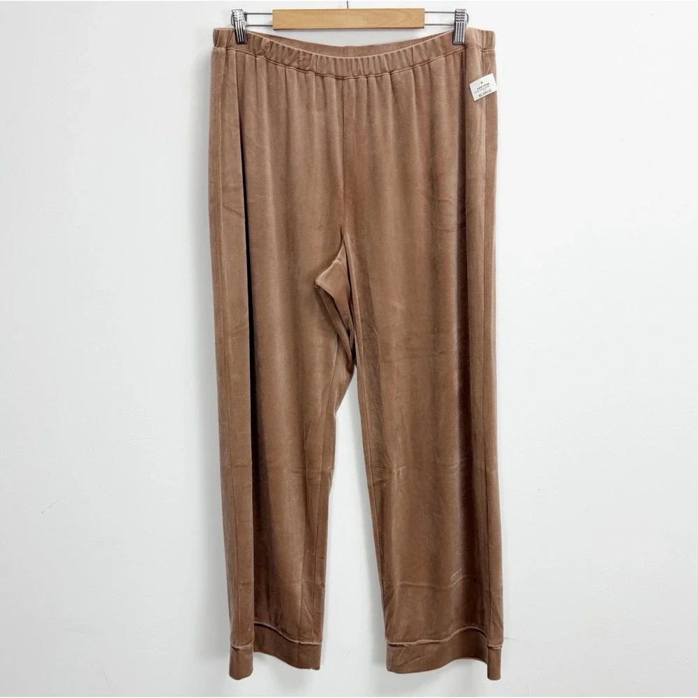 Inc International Concepts Pants Womens XL Tan Velour Lounge Pajama PJs NWT Flaw